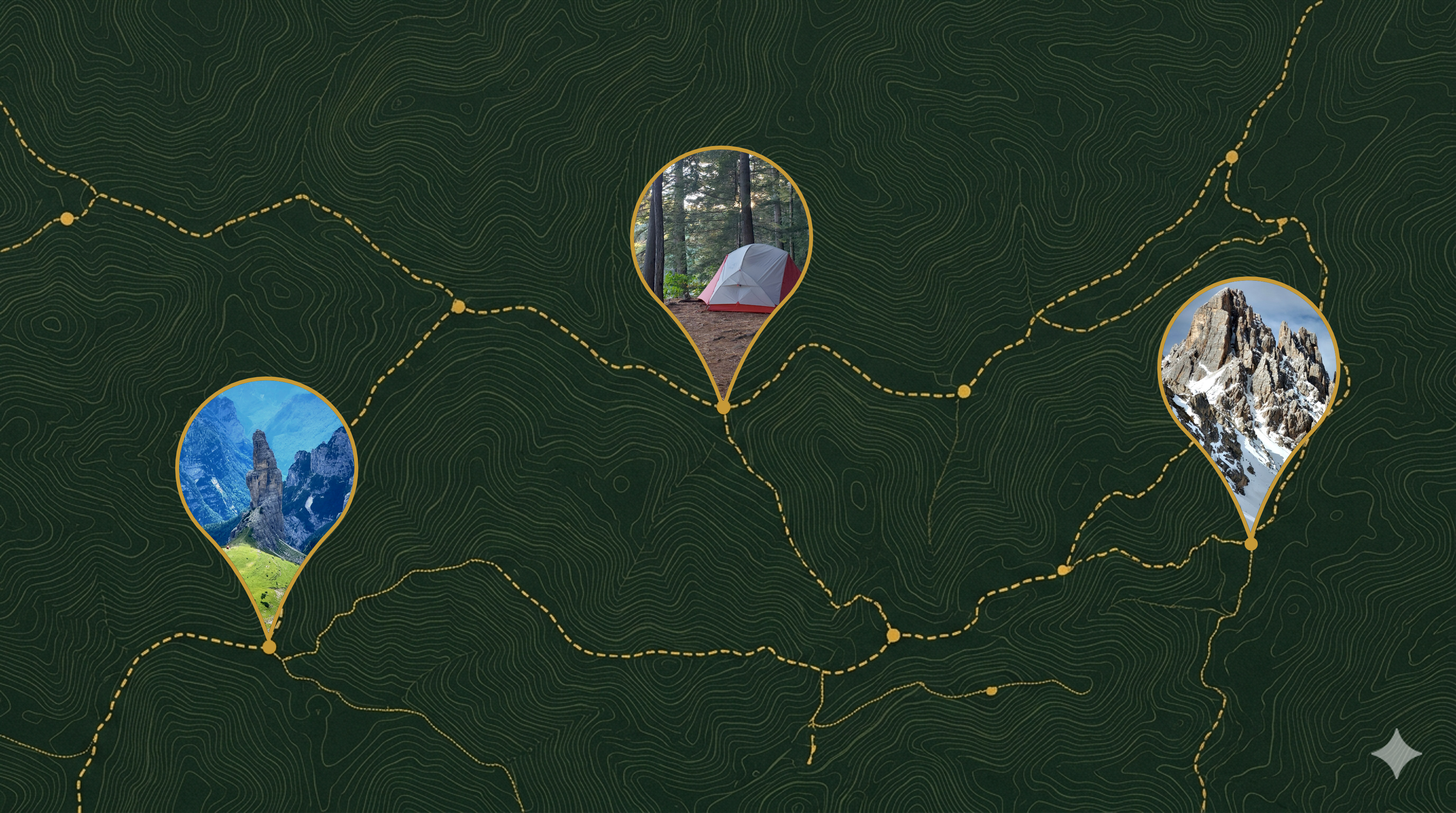 Topographic overview of the catalog's hiking routes
